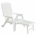 Grosfillex 47658004 White Bahia Stacking Resin Chair with Pull-Out Footrest - Pack of 2, 2PK 38347658004PK
